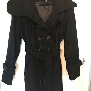 Miss Sixty Women’s Black Belted Wool Trench Coat